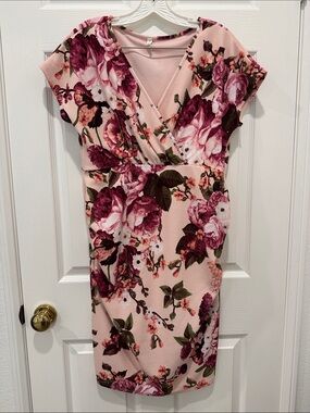 Pinkblush Maternity Pink Floral Midi Dress